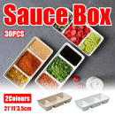 30PCS Disposable Pulp Three-Compartment Dip Box for Sushi BBQ Sauce Condiment - White