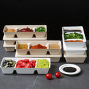 30PCS Disposable Pulp Three-Compartment Dip Box for Sushi BBQ Sauce Condiment - White