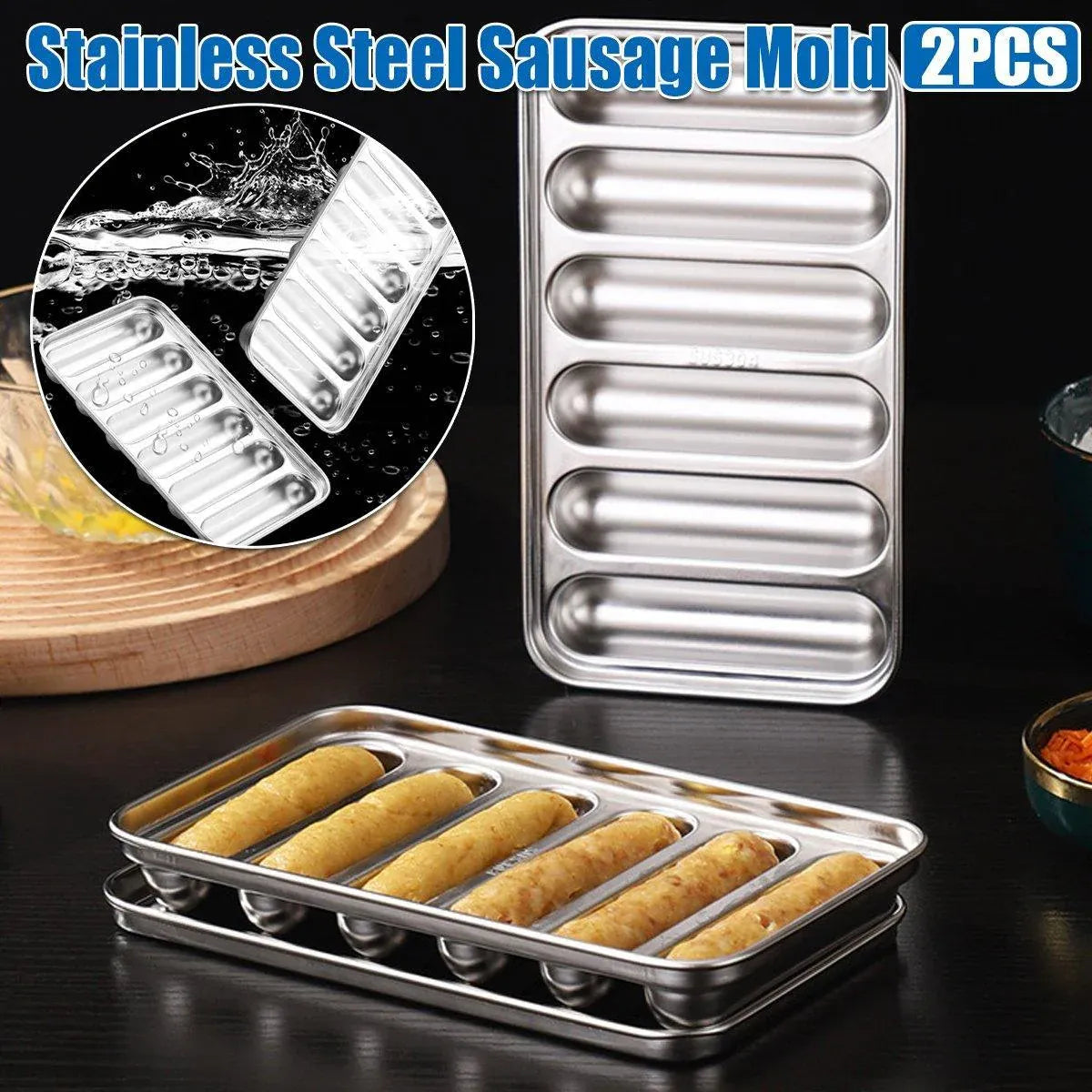 2PCS Stainless Steel Sausage Molds DIY Meat Ham Maker for Homemade Snacks