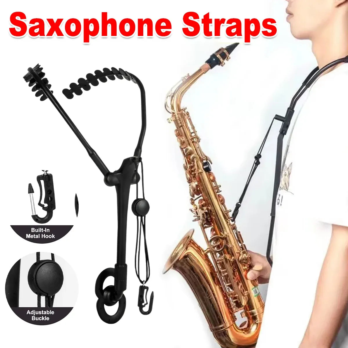 Saxophone Strap Double Shoulder Adjustable Neck Hanging Strap For Musician Use