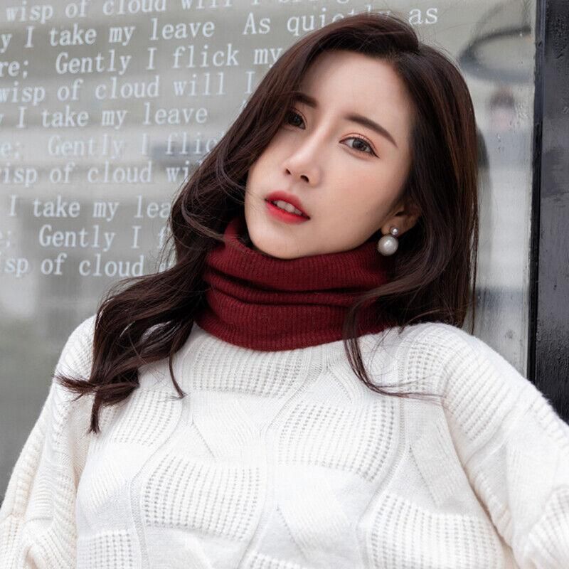Fleece Neck Warmer Thermal Tube Scarf Winter Snood Hat for Men Women Outdoor - Wine Red