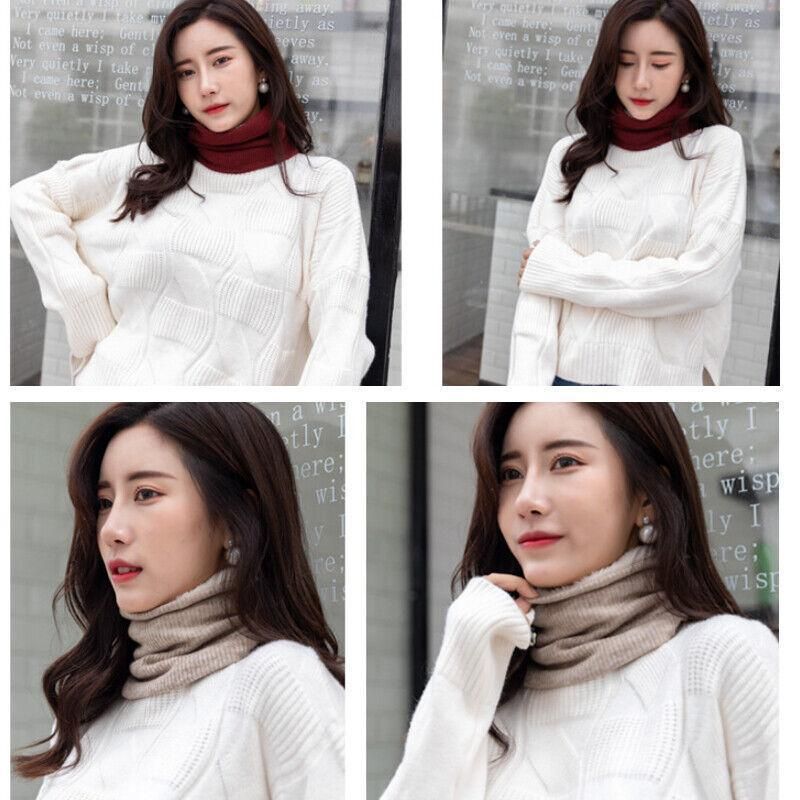 Fleece Neck Warmer Thermal Tube Scarf Winter Snood Hat for Men Women Outdoor - Wine Red