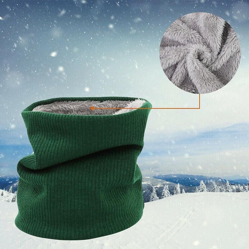 Fleece Neck Warmer Thermal Tube Scarf Winter Snood Hat for Men Women Outdoor - Wine Red
