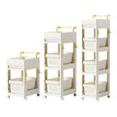 Multi Function Pull Type Storage Cart Rolling Trolley 2/3/4 Tier Space Saving - 2-Layer