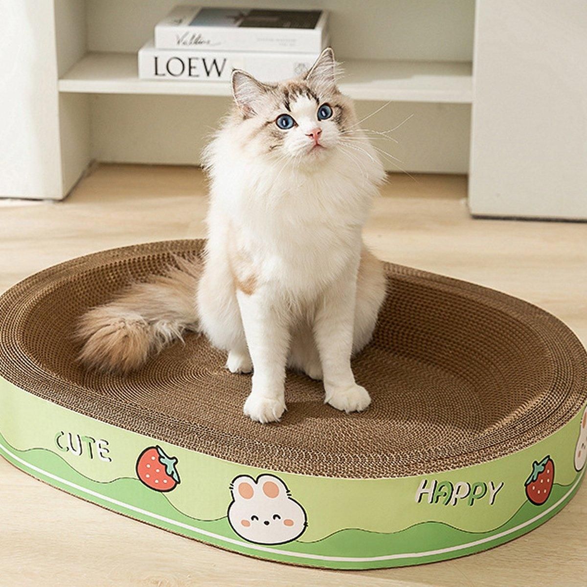 Extra-Large Oval Cat Scratching Board Durable Pet Toy Cat Kittens Wear Resistant - Rabbit