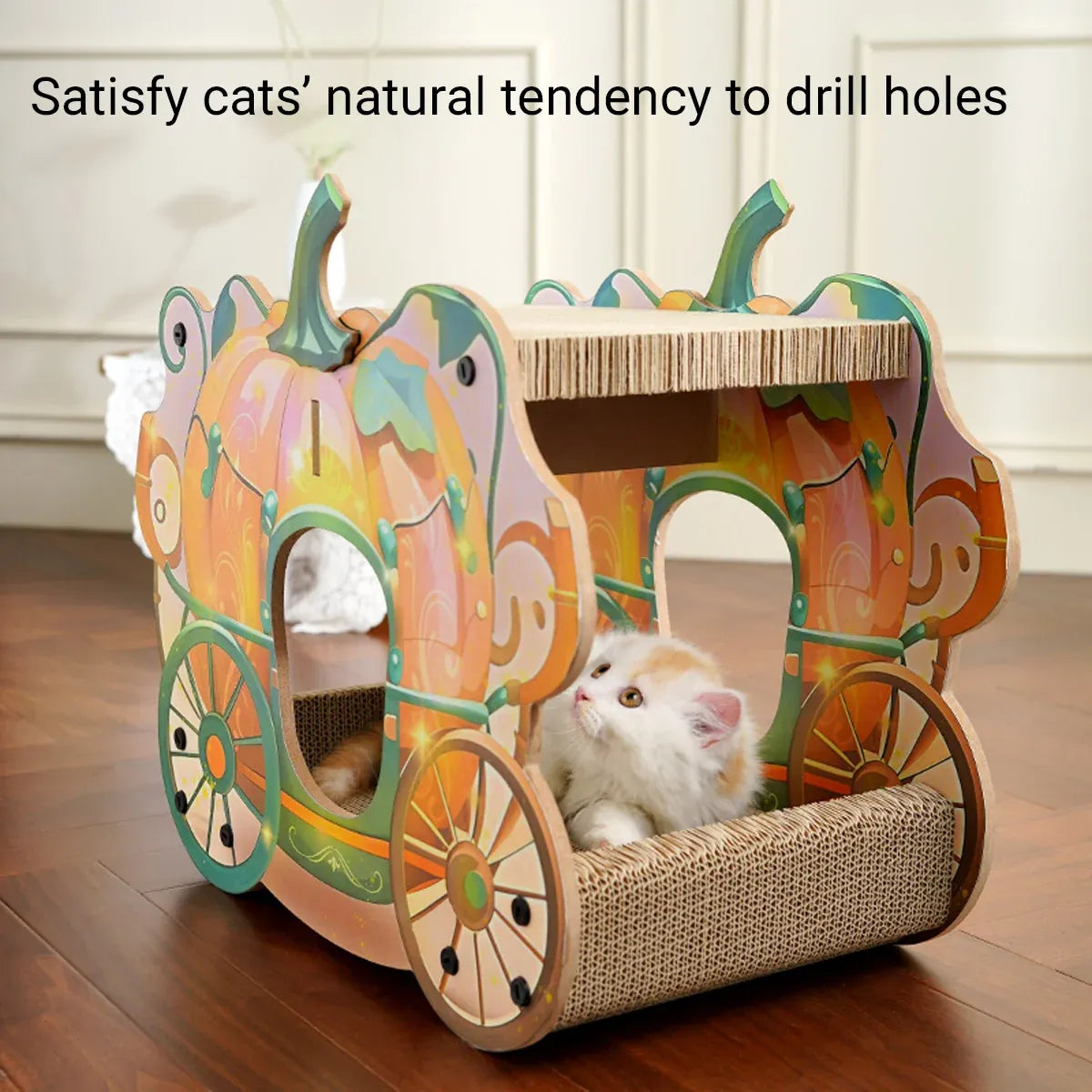Pumpkin Cat Cart Double Layer Cat Scratch Board Cat Bed Furniture For Sleeping