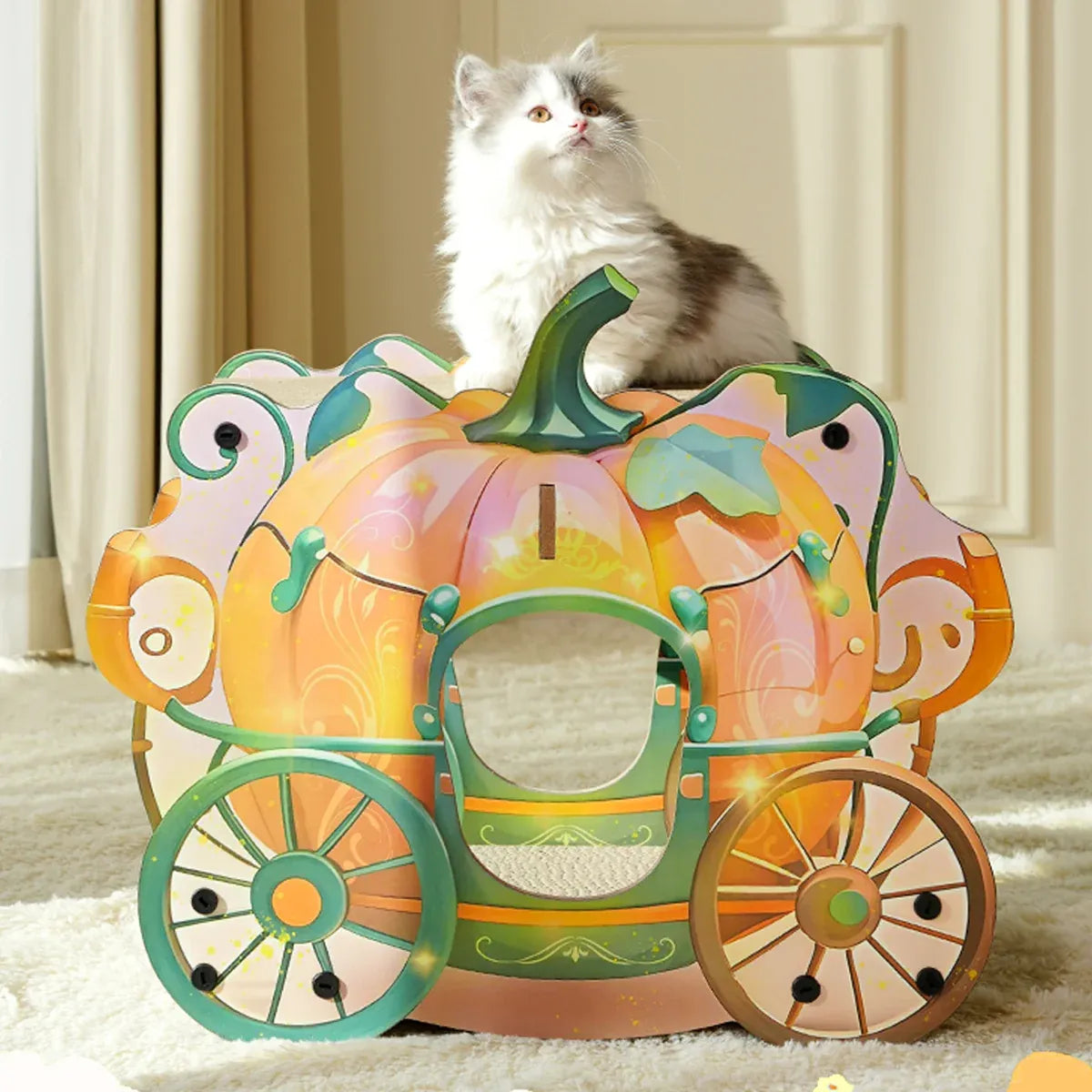Pumpkin Cat Cart Double Layer Cat Scratch Board Cat Bed Furniture For Sleeping