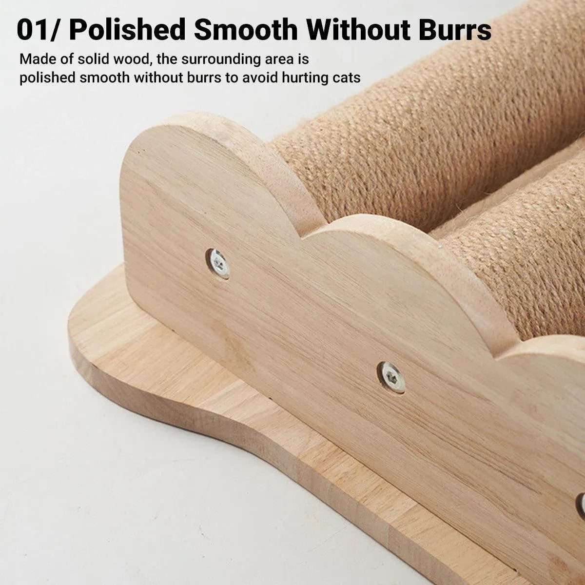 2Style Wood Wall-Mounted Natural Sisal Rope Cat Scratching Claw Grinding Pet Toy - Single Column Pink