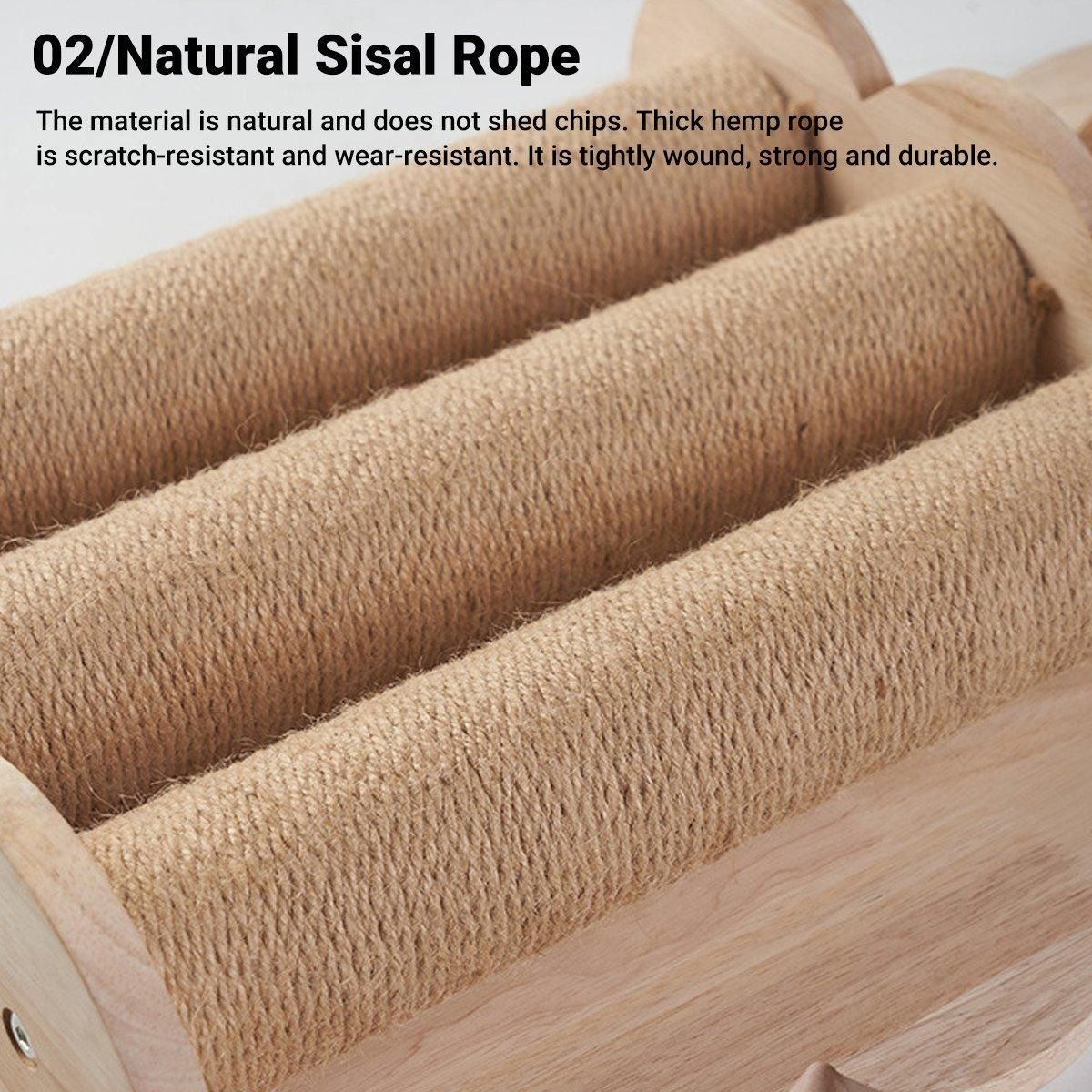 2Style Wood Wall-Mounted Natural Sisal Rope Cat Scratching Claw Grinding Pet Toy - Single Column Pink