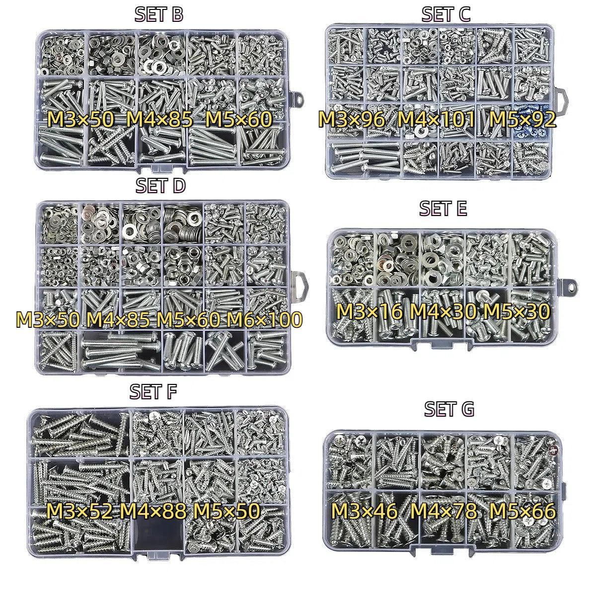 Household Self-tapping Screw Nut Gasket Box Set Multi-purpose Screw Assortment - F