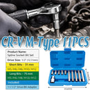 11PCS CR-V M-Type Spline Socket Bit Set Driver Drill Bit Tool Kit Car Repair