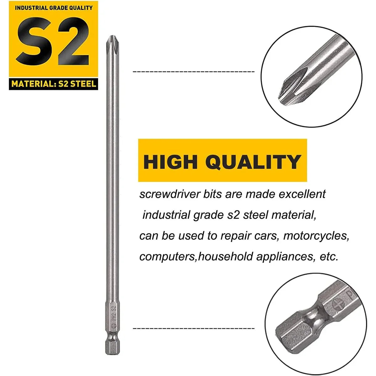30Pcs 150mm Screwdriver Bit Set Power Tool Accessory Kit For Home Repair Use