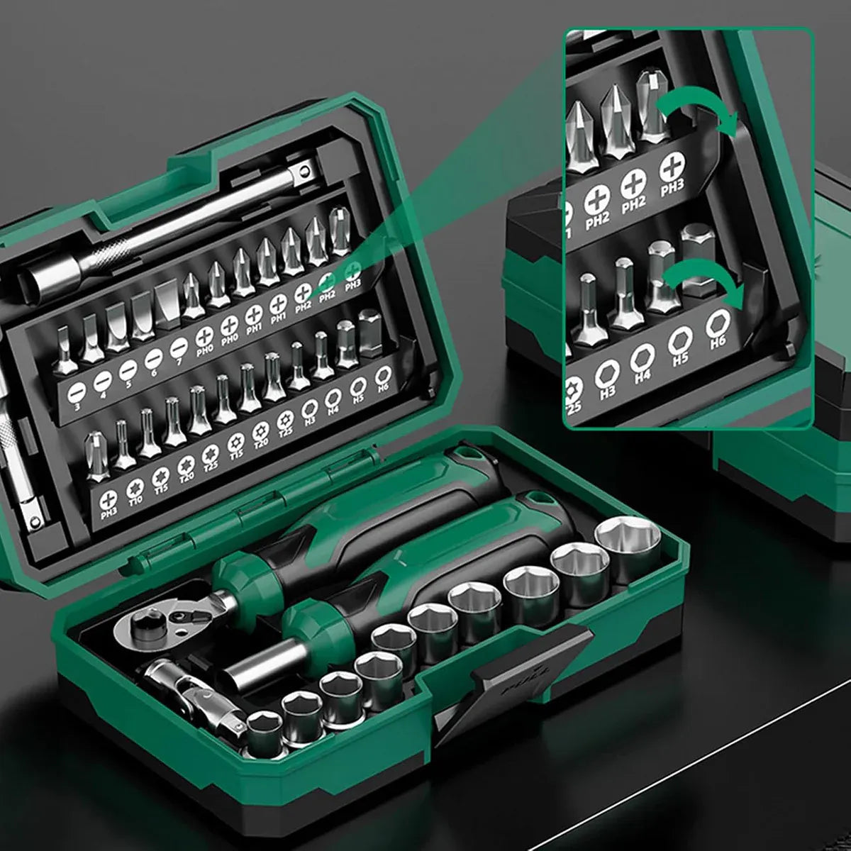 Portable Ratchet Screwdriver Tool Kit 40PCS Durable for Home Cycle Repair Use