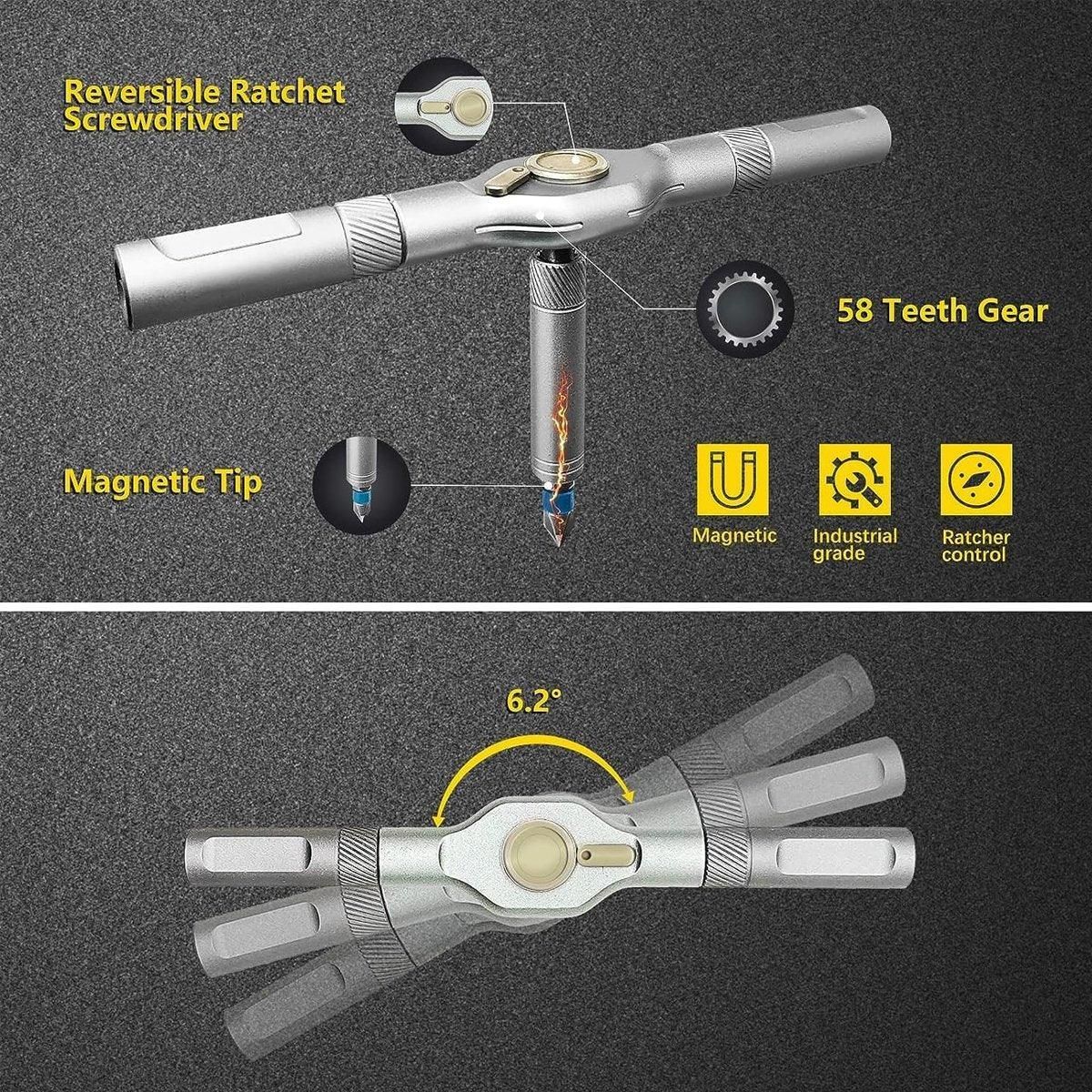 24in1 Ratchet Screwdriver Set Multifunctional Steel Wrench Tool Kit Household