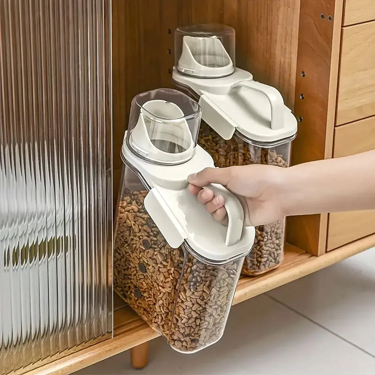 2Sizes Portable Transparent Grain Storage Jar Cat Food Rice Snack Tea Container - 2800ML