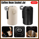 304 Stainless Steel Coffee Bean Sealed Jar 600ml Food Grade Leakproof Durable - Black