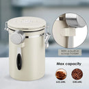 3 Sizes Stainless Steel Coffee Bean Powder Storage Jar Sealed Canister with Valve - 1.2L