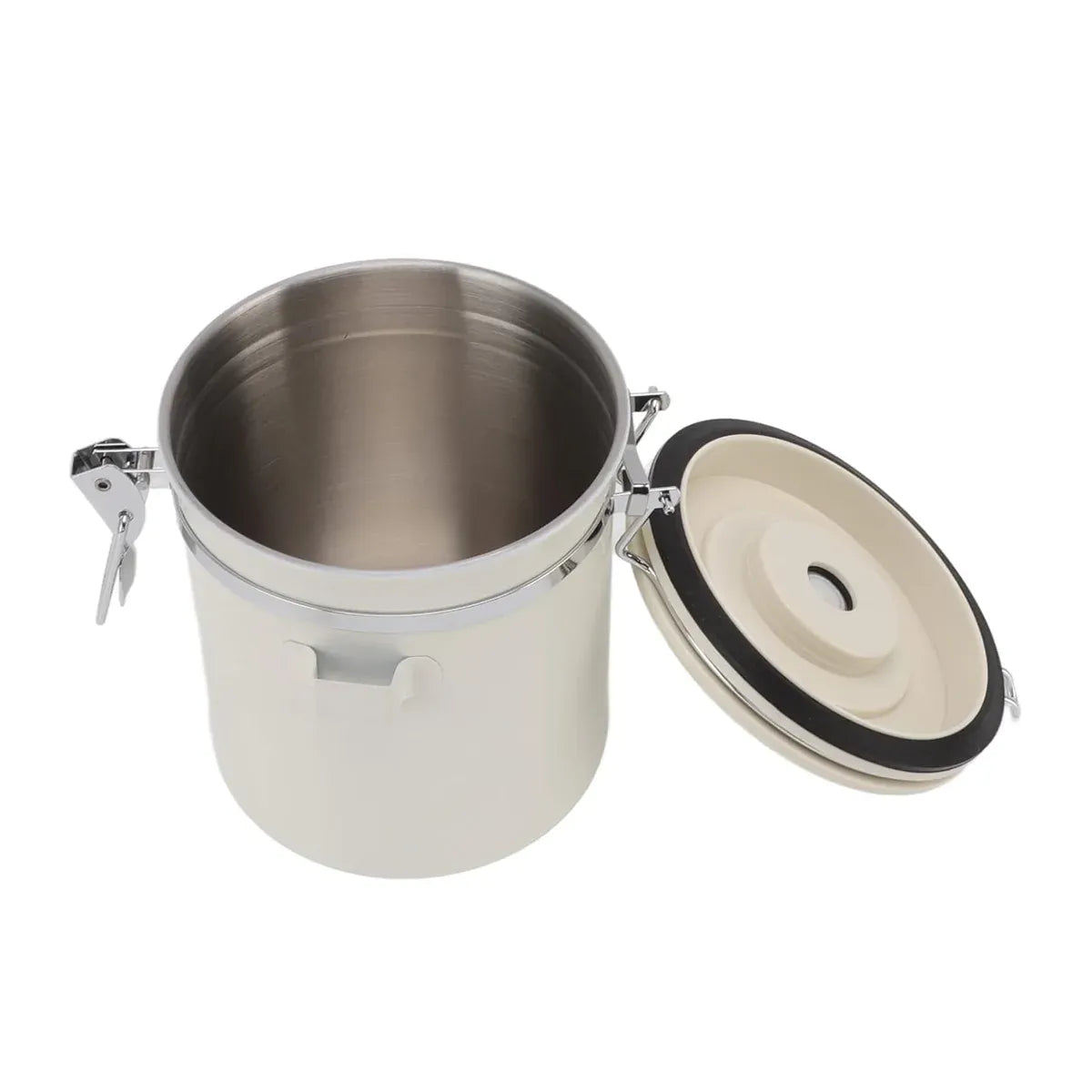 3 Sizes Stainless Steel Coffee Bean Powder Storage Jar Sealed Canister with Valve - 1.2L