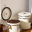 3 Sizes Stainless Steel Coffee Bean Powder Storage Jar Sealed Canister with Valve - 1.2L