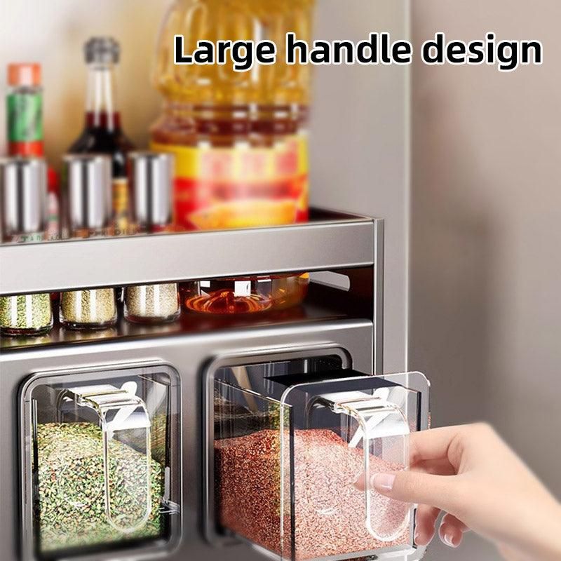 Wall Mounted Kitchen Spice Box Shelf Multifunctional Organiser for Herbs Spices - 4-Grids