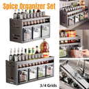 Wall Mounted Kitchen Spice Box Shelf Multifunctional Organiser for Herbs Spices - 4-Grids