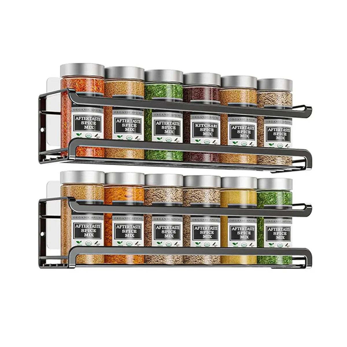 Seasoning Rack Set 4PCS Wall Mounted Spice Bottle Organizer Shelf for Kitchen
