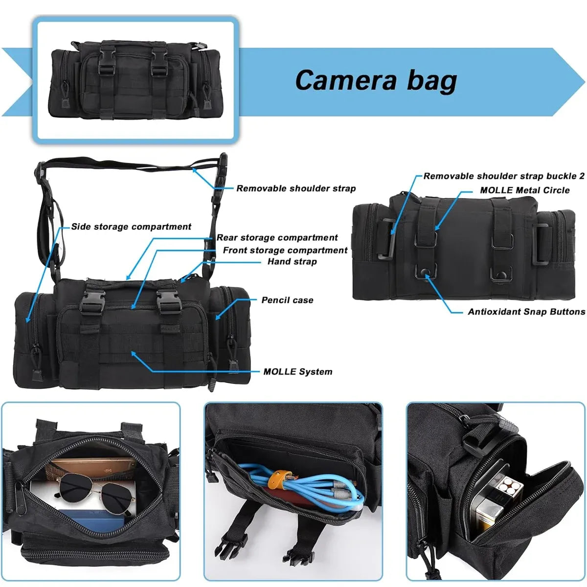 Car Universal Rear Seat 6-Piece Storage Bag Set Space Saving Waterproof Durable