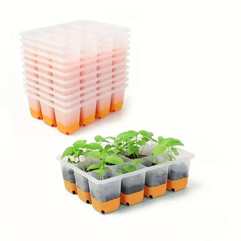 10pcs 12 Hole Nursery Pots Planting Box Reusable Easy to Clean Burrow Trays
