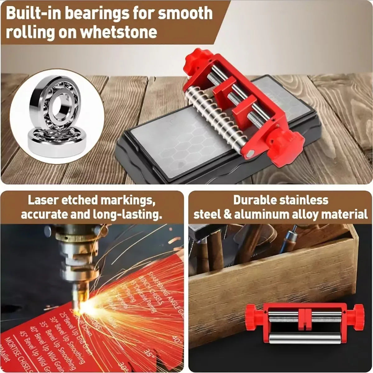 Chisel Sharpening Jig With Angle Gauge Woodworking Knife Tool Grinding Setup