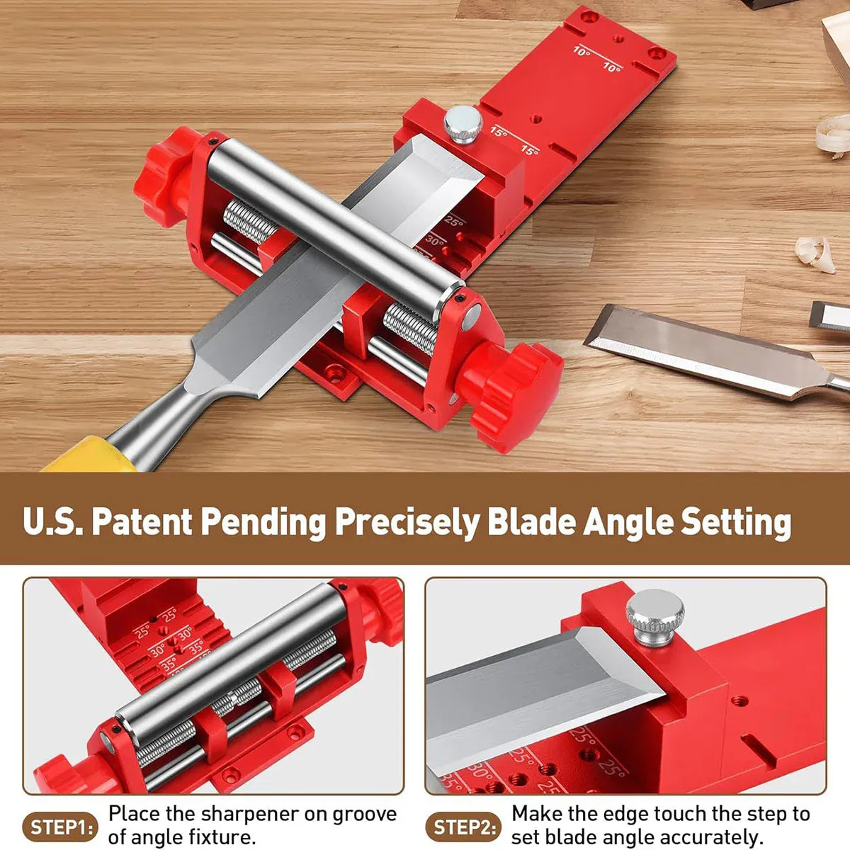 Chisel Sharpening Jig With Angle Gauge Woodworking Knife Tool Grinding Setup