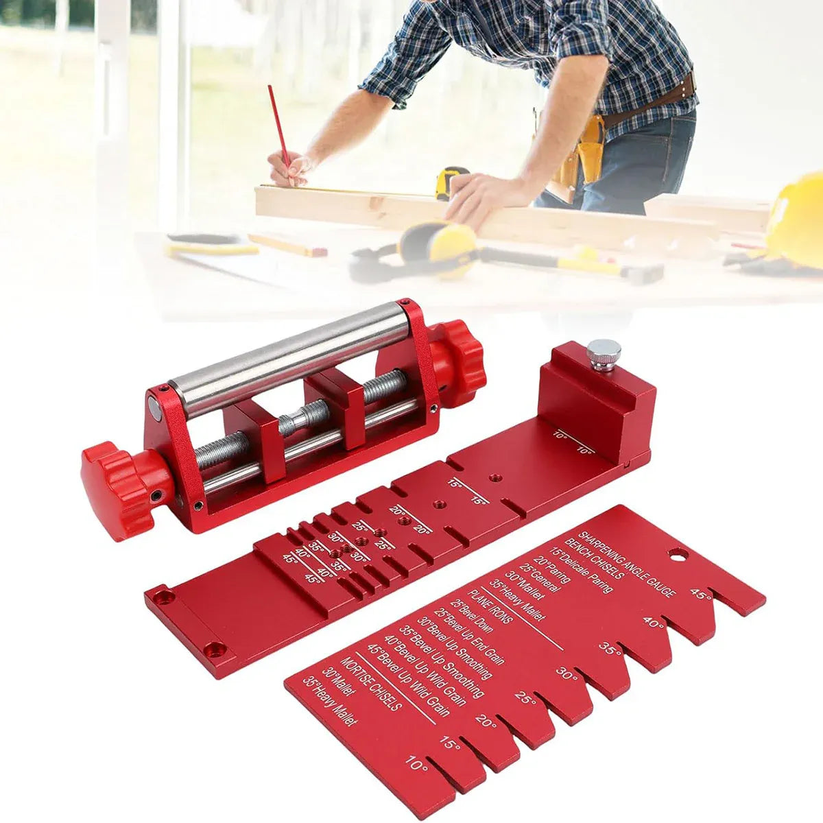 Chisel Sharpening Jig With Angle Gauge Woodworking Knife Tool Grinding Setup