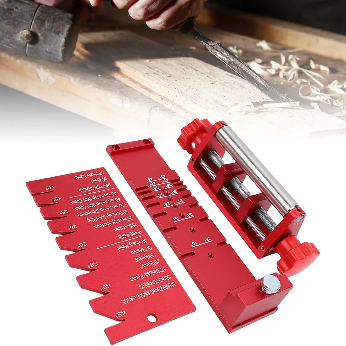 Chisel Sharpening Jig With Angle Gauge Woodworking Knife Tool Grinding Setup