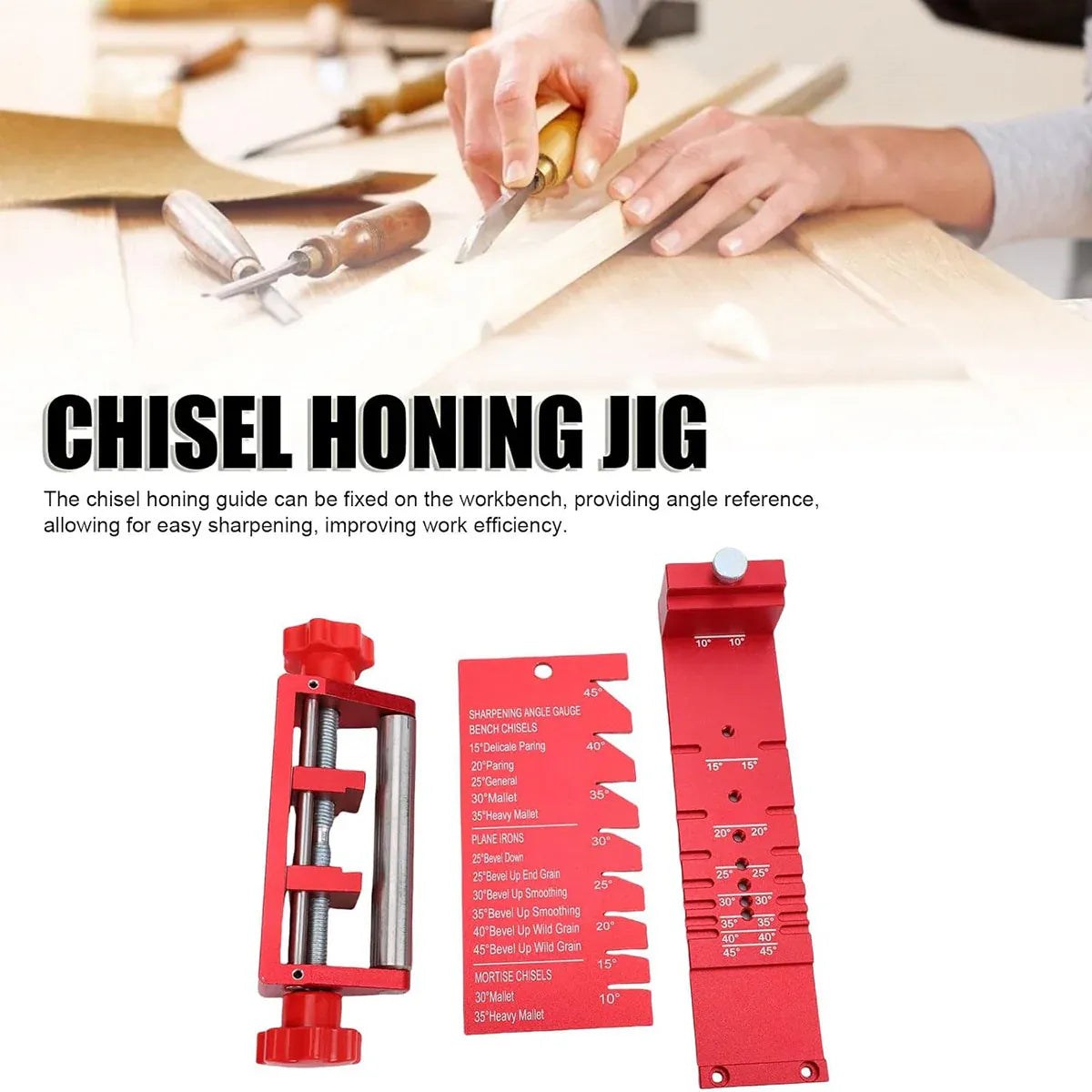 Chisel Sharpening Jig With Angle Gauge Woodworking Knife Tool Grinding Setup