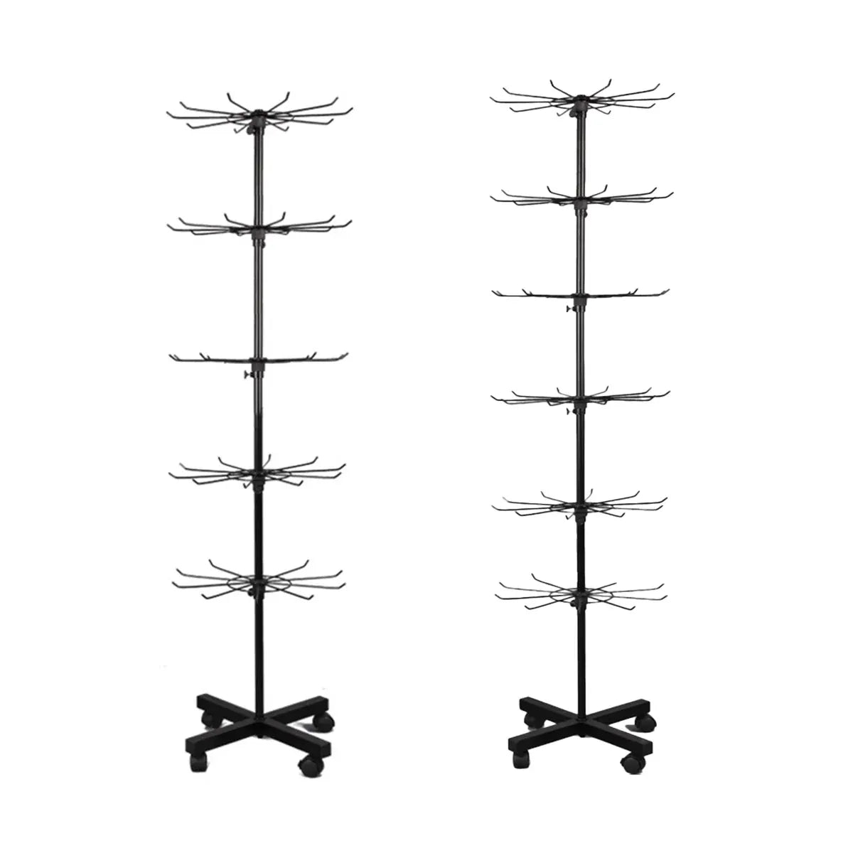 Rotating Jewellery Display Stand 5 6 Tier Metal Rack With Wheels Adjustable - 5 Tier