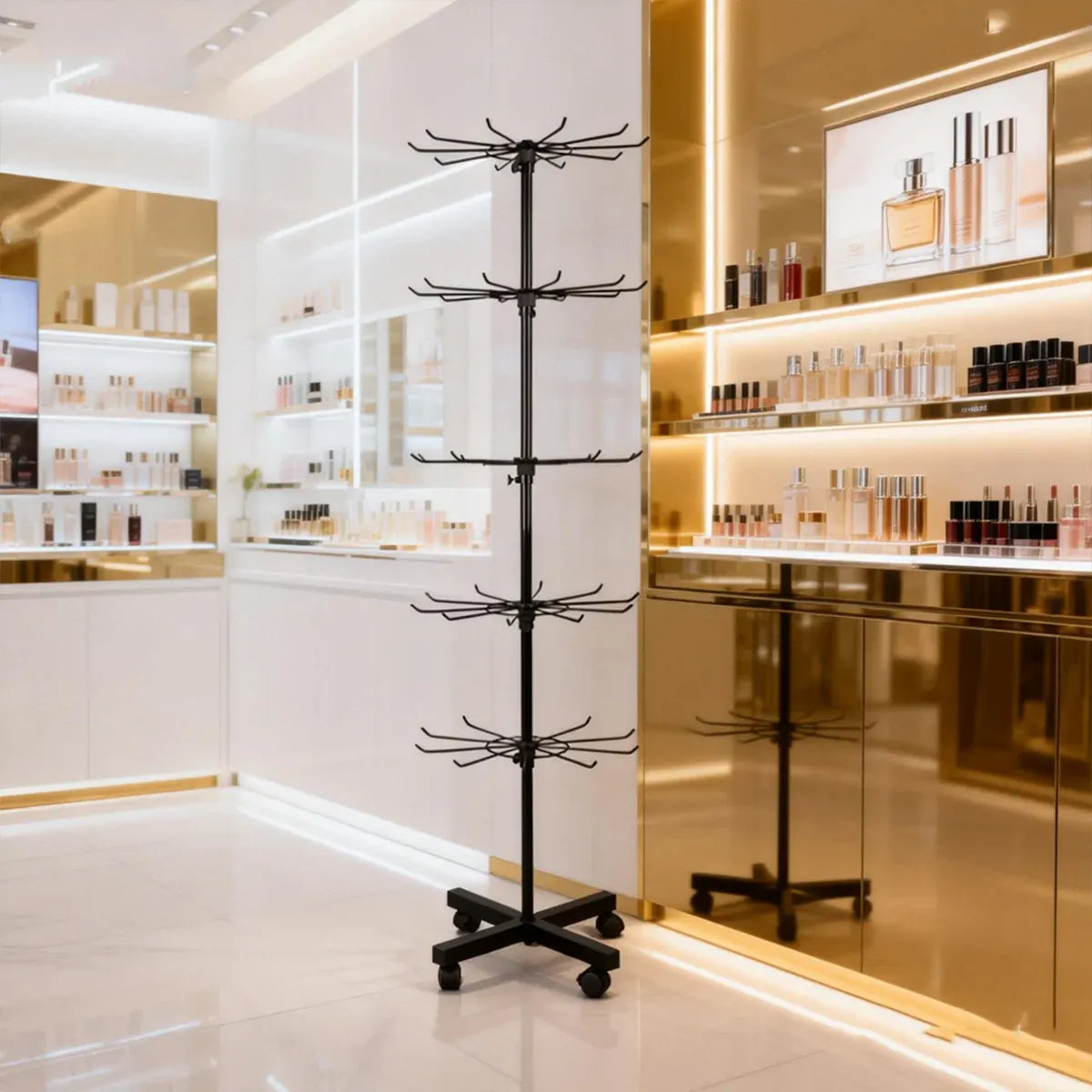 Rotating Jewellery Display Stand 5 6 Tier Metal Rack With Wheels Adjustable - 6 Tier