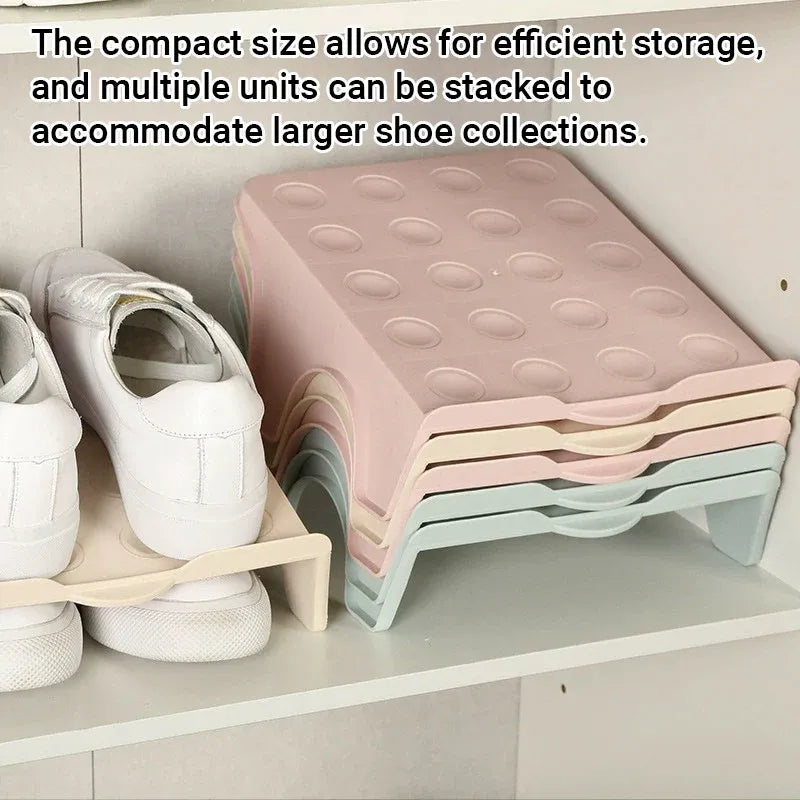 5pcs Double Layer Shoe Rack Simple Storage Organizer Space Saving Shoe Holder - Pink