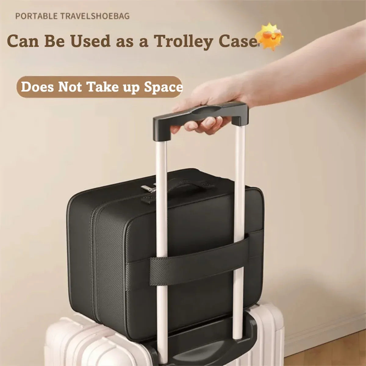 Double Layer Dustproof Shoe Bag Travel Storage Organiser 28 x 23 x 15cm - Black