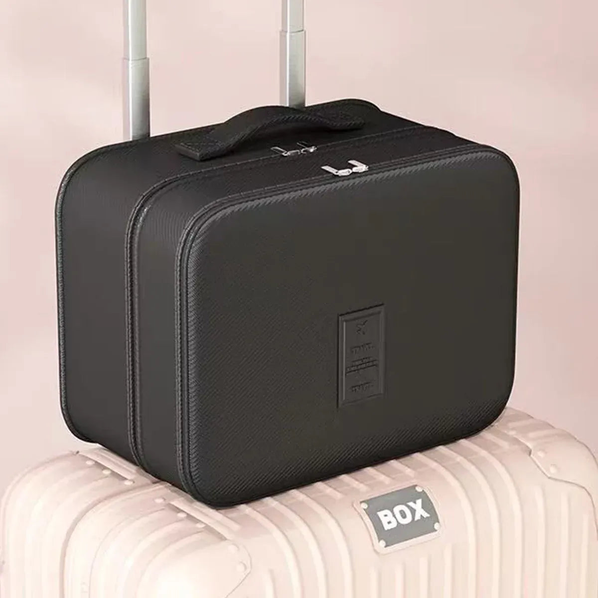 Double Layer Dustproof Shoe Bag Travel Storage Organiser 28 x 23 x 15cm - Black