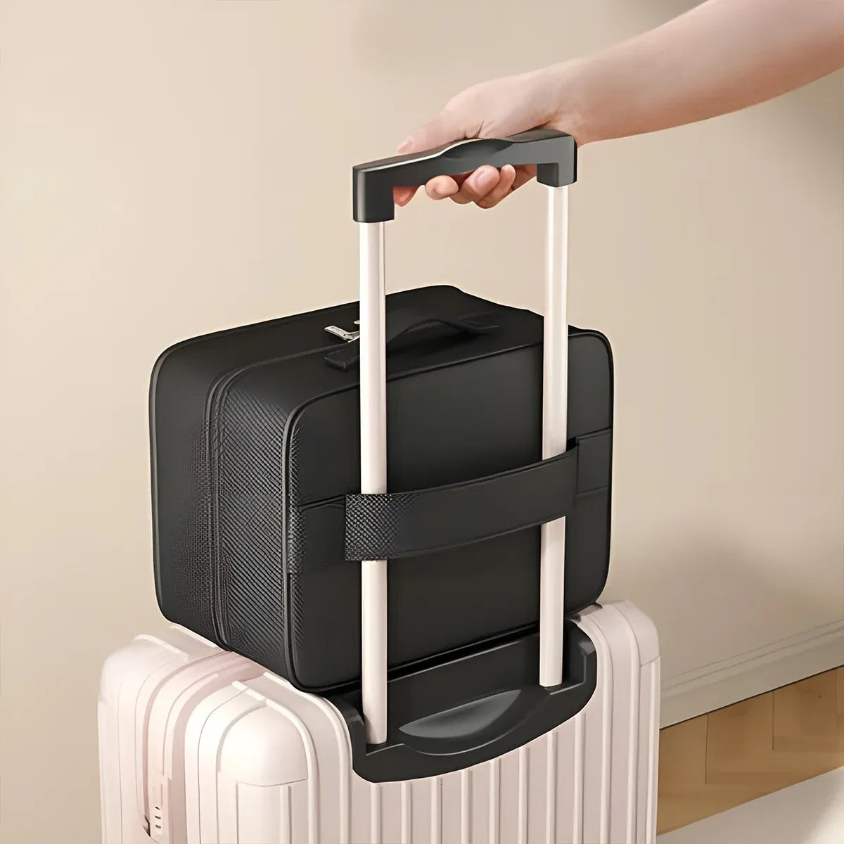 Double Layer Dustproof Shoe Bag Travel Storage Organiser 28 x 23 x 15cm - Black