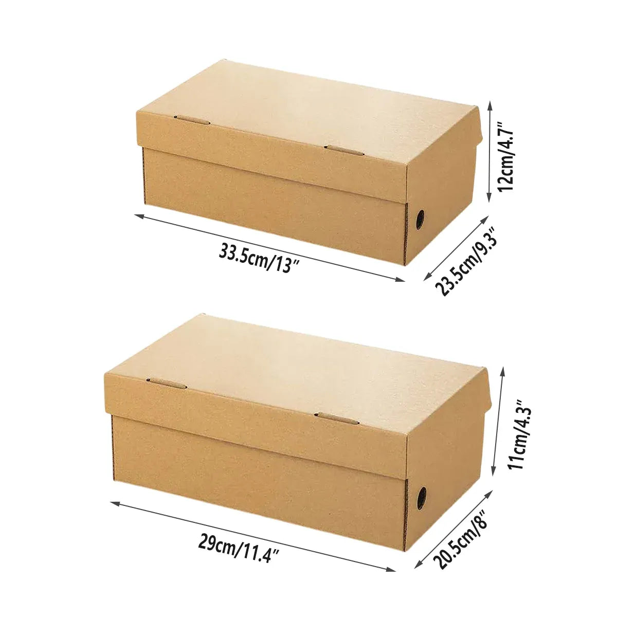 20pcs Kraft Paper Shoe Boxes Clamshell Storage Box for Men Women Shoes Organizer - 33.5x23.5x12cm