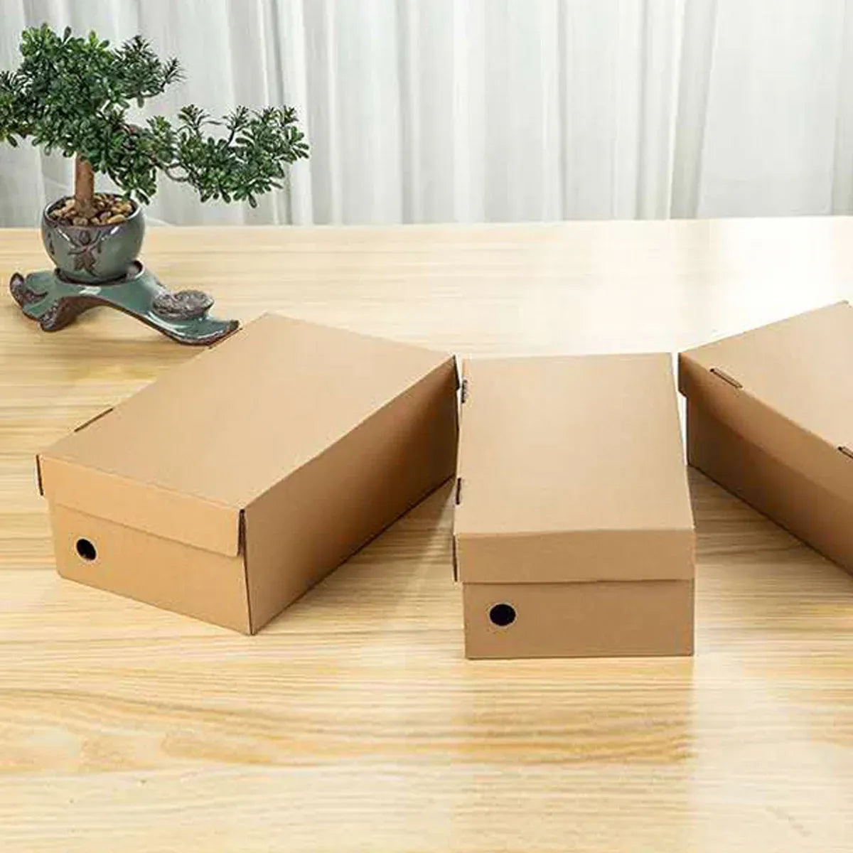 20pcs Kraft Paper Shoe Boxes Clamshell Storage Box for Men Women Shoes Organizer - 33.5x23.5x12cm