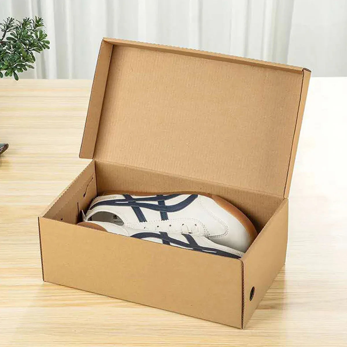 20pcs Kraft Paper Shoe Boxes Clamshell Storage Box for Men Women Shoes Organizer - 33.5x23.5x12cm