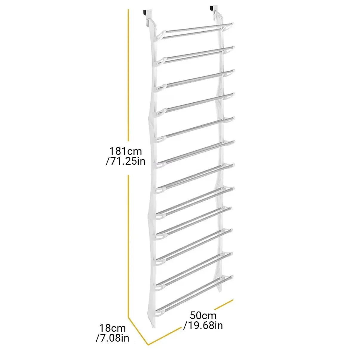 12-Tier Hanging Shoe Rack Over Door Wall Mounted Organiser Dorm Closet Storage
