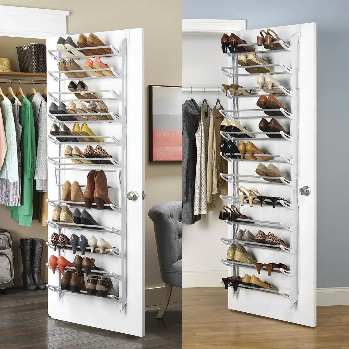 12-Tier Hanging Shoe Rack Over Door Wall Mounted Organiser Dorm Closet Storage