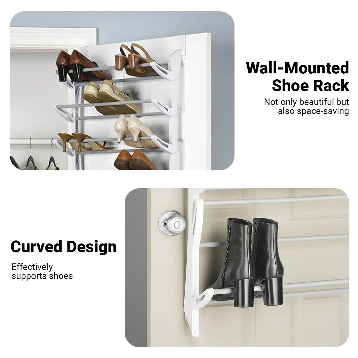 12-Tier Hanging Shoe Rack Over Door Wall Mounted Organiser Dorm Closet Storage