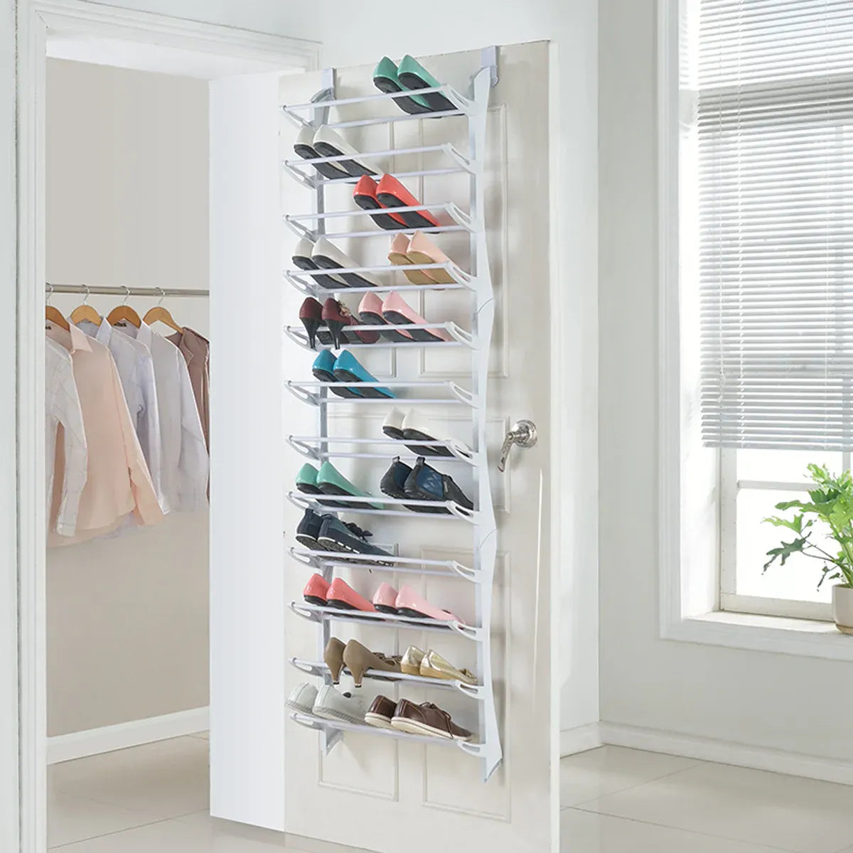 12-Tier Hanging Shoe Rack Over Door Wall Mounted Organiser Dorm Closet Storage