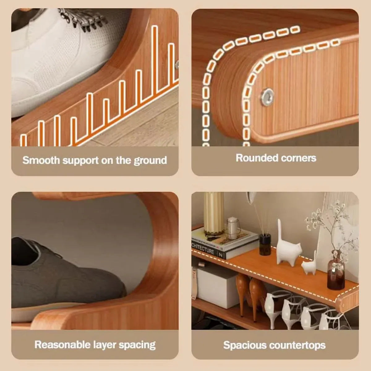 Small 4-Tier Shoe Rack Compact Shoe Storage Dustproof Space Saving Durable