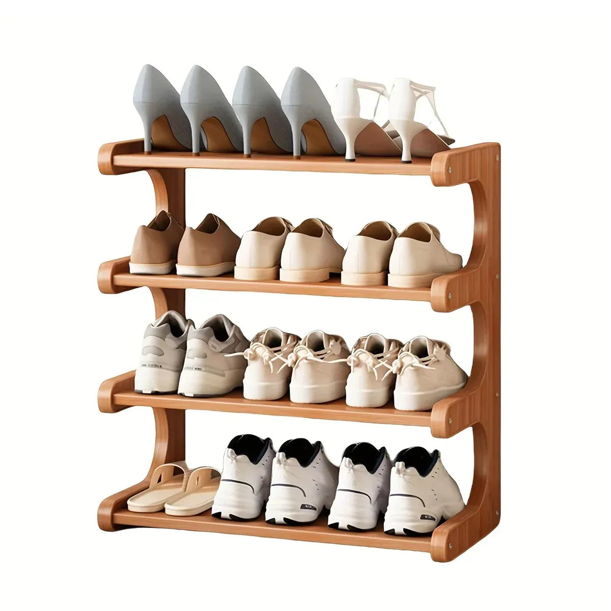Small 4-Tier Shoe Rack Compact Shoe Storage Dustproof Space Saving Durable
