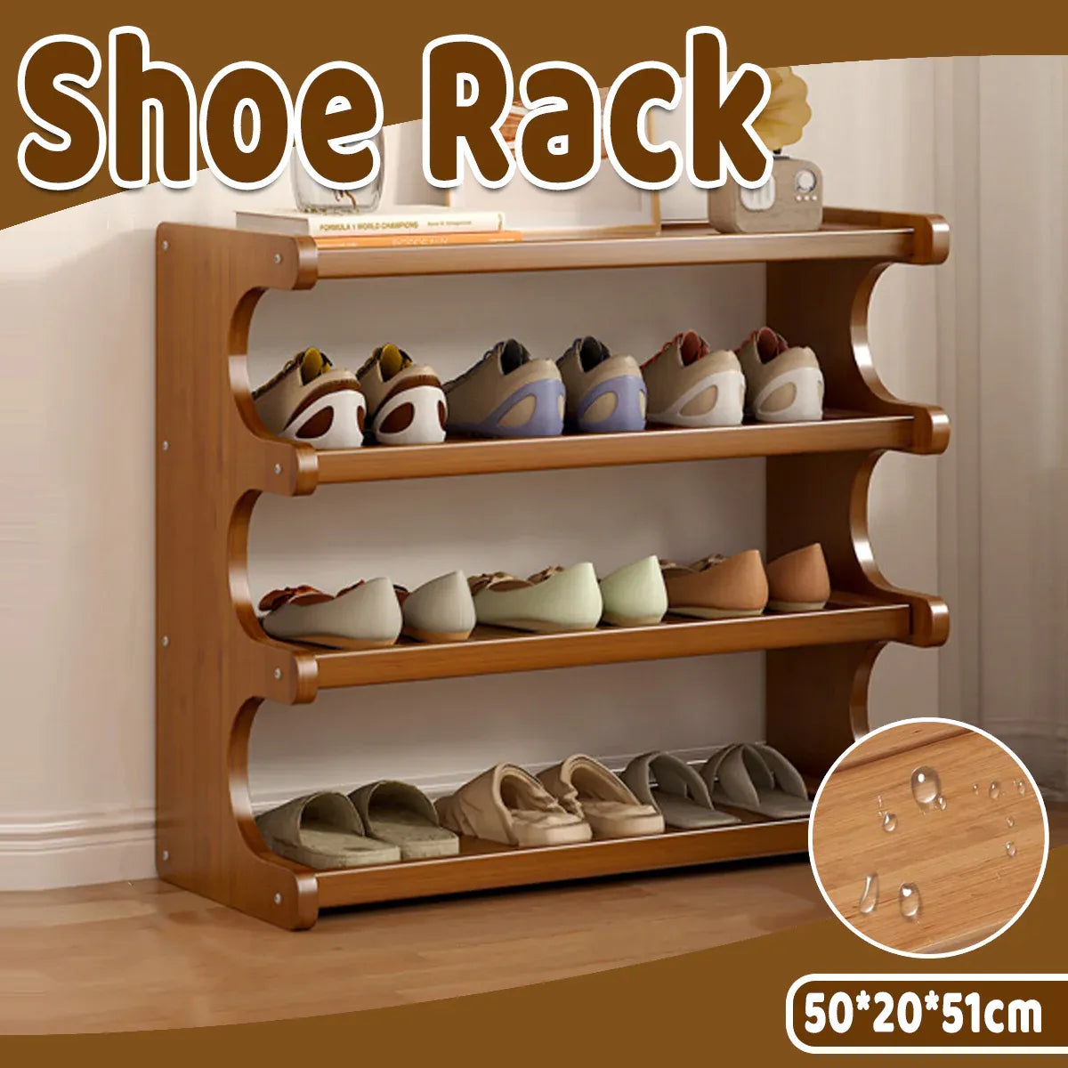 Small 4-Tier Shoe Rack Compact Shoe Storage Dustproof Space Saving Durable