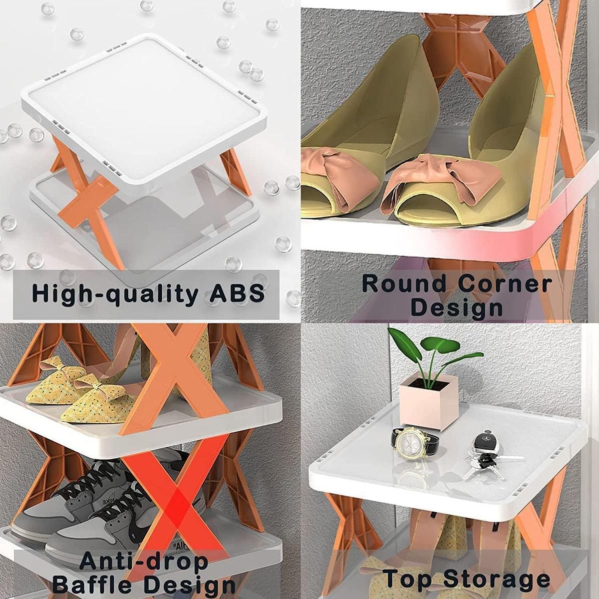6/7 Tier Shoe Rack Space Saving Small Shoe Cabinet Storage Shelf Organizer - Blue-6 Layer